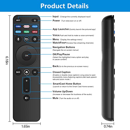 XRT260 Voice Remote Control fit for Vizio V-Series Smart TV V505-J09 V555-J01 V585-J01 V435-J01 V655-J09 V705-J03 V755-J04 V756X-J03 V505-J01 V655-J04 V756-J03 V505C-J09 V705-J01 V705X-J03 V706-J03