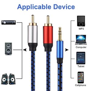 NC XQIN RCA to 3.5mm, 3.5mm to RCA Cable 20 ft RCA to Aux HiFi Sound 3.5mm to RCA Audio Cable Nylon Braided Aux to RCA Cord for Smartphones, MP3, Tablets, Speakers, HDTV