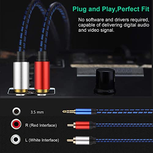 NC XQIN RCA to 3.5mm, 3.5mm to RCA Cable 20 ft RCA to Aux HiFi Sound 3.5mm to RCA Audio Cable Nylon Braided Aux to RCA Cord for Smartphones, MP3, Tablets, Speakers, HDTV