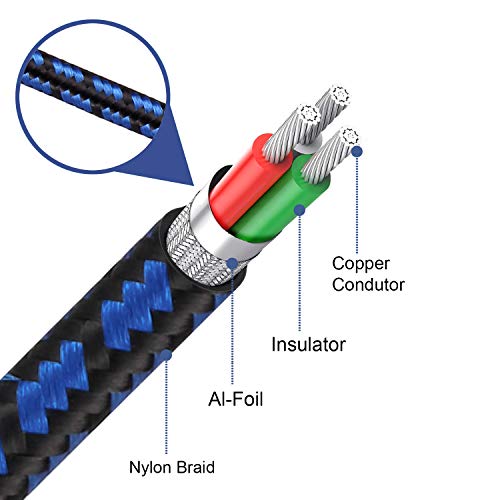 NC XQIN RCA to 3.5mm, 3.5mm to RCA Cable 20 ft RCA to Aux HiFi Sound 3.5mm to RCA Audio Cable Nylon Braided Aux to RCA Cord for Smartphones, MP3, Tablets, Speakers, HDTV