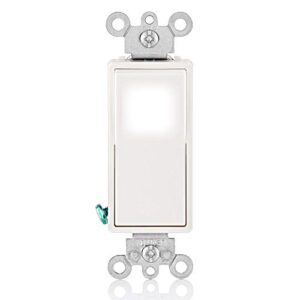 Leviton L5614-2W 15 Amp, 120/277 Volt, Decora LED Illuminated Rocker 4-Way AC Quiet Switch, Residential Grade, Grounding, White