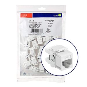 Leviton 61110-BW6 eXtreme 6+ QuickPort Connector, CAT 6, White, 25-Pack