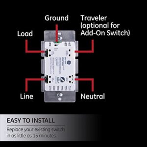 GE Zigbee Smart Switch In-Wall Lighting Control, Neutral Wire Required, Works Directly with Alexa Plus, Echo Show (2nd Gen), White & Light Almond, 45856GE