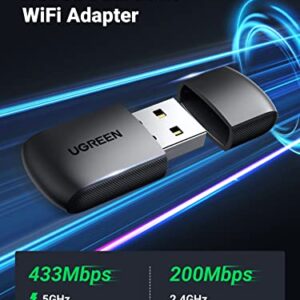 UGREEN AC650 USB WiFi Adapter for Desktop PC 5G 2.4G Dual Band WiFi Dongle Mini Wireless USB Computer Network Adapter Compatible with Windows 11 10 8.1 8 7