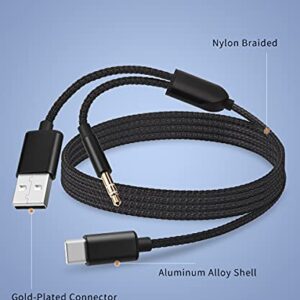 USB C to 3.5mm Aux Cable, 2 in 1 USB C to 3.5mm Car Stereo Aux Headphone Jack Cable with USB C Charging Compatible with Samsung Galaxy S23/S22 Ultra/S21/S21FE/S20/Note 20, Pixel 7/7Pro/6/6Pro/5/4/3XL