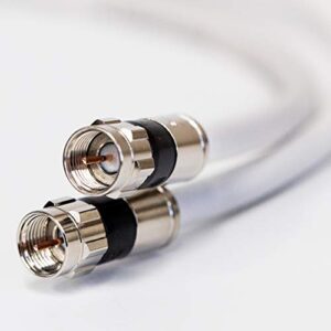 White Coaxial RG6 Cable 100ft UL ETL cm CATV Fire Retardant Satellite Audio Video Cable with Weather Seal Anti CORROSSIVE Brass Connectors