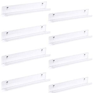 akrilex Vinyl Record Shelf Wall Mount - 8 Pack 12-inch Clear Acrylic Album Record Holder Display Rack - Art for the Records Collector