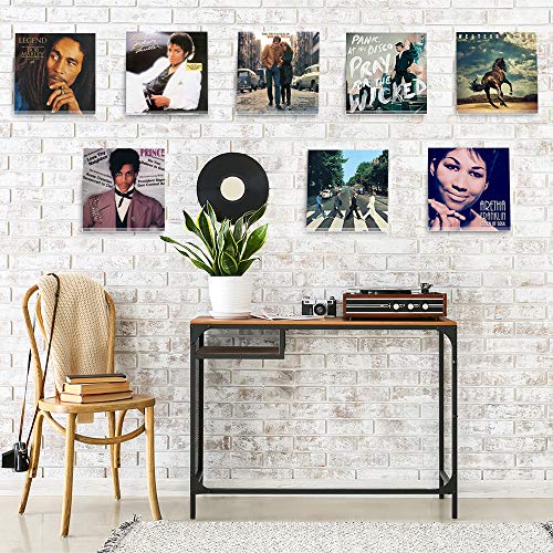 akrilex Vinyl Record Shelf Wall Mount - 8 Pack 12-inch Clear Acrylic Album Record Holder Display Rack - Art for the Records Collector