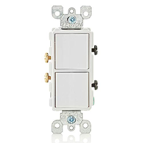 Leviton 5634-W 15 Amp, 120/277 Volt, Decora Single-Pole, AC Combination Switch, Commercial Grade, Grounding, White, Small