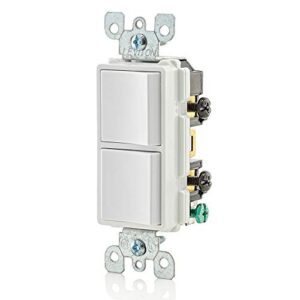 Leviton 5634-W 15 Amp, 120/277 Volt, Decora Single-Pole, AC Combination Switch, Commercial Grade, Grounding, White, Small