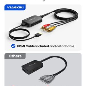 HDMI to RCA Converter, HDMI to RCA Adapter, HDMI to AV 3RCA CVBs Composite Video Audio Converter Adapter for TV Stick/Roku/Apple TV/PC/Laptop/Xbox/HDTV/DVD ( with HDMI Cable & USB Cable)