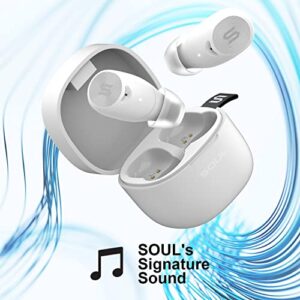Soul S-Track Wireless Earbuds with Charging Case - Water Resistant, Sport Earbuds + 7 Hour Charge Time - Incredibly Lightweight Wireless in Ear Headphones - Earbuds Wireless Bluetooth - Pearl White