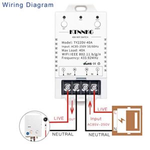 KTNNKG 40amps WiFi Switch for Garden Light, Pool Pump and Dust Collector,Support Remote Control,Compatible with Tuya APP,Neutral Wire Required,110V 220V ac