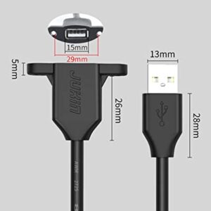 JUXINICE 2Pack USB2.0 Male to Female Extension Cable with Ears can be Fixed Various Chassis/Cabinets/Panels USB Extender W/Screw nut for USB Panel Mount (USB2.0, 1.5FT)