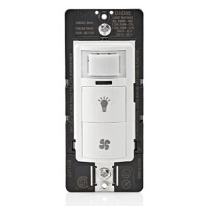 leviton dhd05-1lw dual combination humidity sensor with separate light switch, automate bathroom exhaust fan, air circulation, moisture control, ¼ hp, single pole/single pole, white