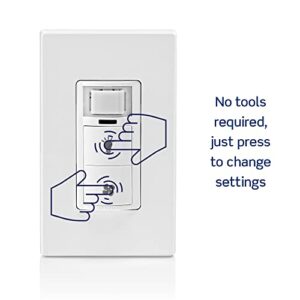 Leviton DHD05-1LW Dual Combination Humidity Sensor with Separate Light Switch, automate bathroom exhaust fan, air circulation, moisture control, ¼ HP, Single Pole/Single Pole, White