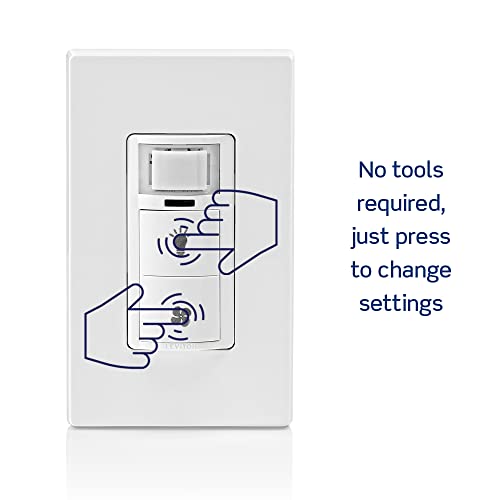 Leviton DHD05-1LW Dual Combination Humidity Sensor with Separate Light Switch, automate bathroom exhaust fan, air circulation, moisture control, ¼ HP, Single Pole/Single Pole, White