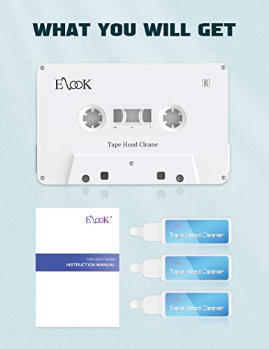 Elook Audio Cassette Head Cleaner Kit with 3 Bottles of Cleaning Liquid