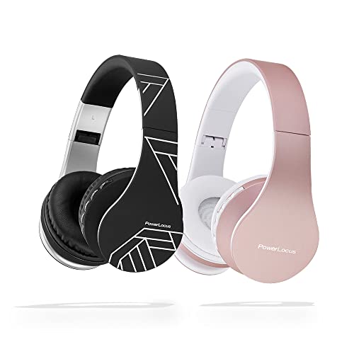 PowerLocus Rose Gold Bluetooth Headphones with Black/Silver Bluetooth Headphones