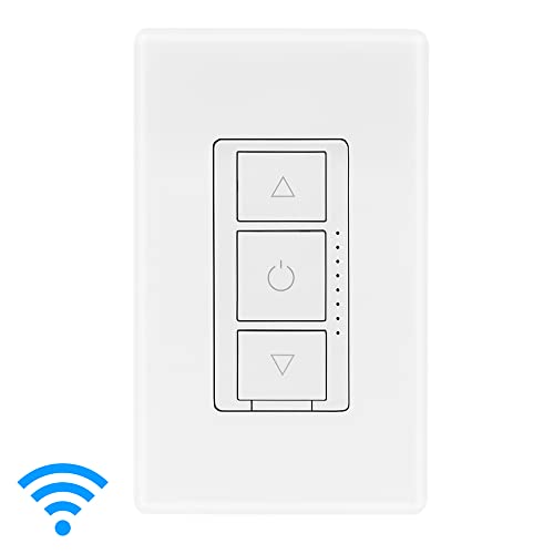 Luvoni WiFi Smart Dimmer Switch, 3-Way/Single Pole Electrical Light Switch, 3 Button, 300 Watt max, LED Compatible, Screwless Wall Plate Included, Compatible with Alexa and Google Assistant