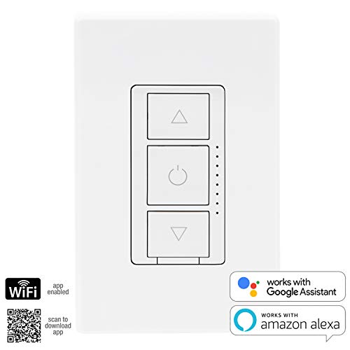 Luvoni WiFi Smart Dimmer Switch, 3-Way/Single Pole Electrical Light Switch, 3 Button, 300 Watt max, LED Compatible, Screwless Wall Plate Included, Compatible with Alexa and Google Assistant