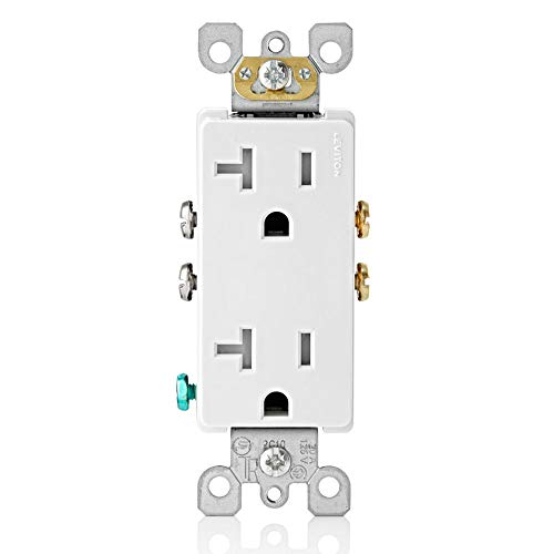 Leviton T5825-W 20 Amp, Tamper-Resistant, Decora Duplex Receptacle, Residential Grade, White