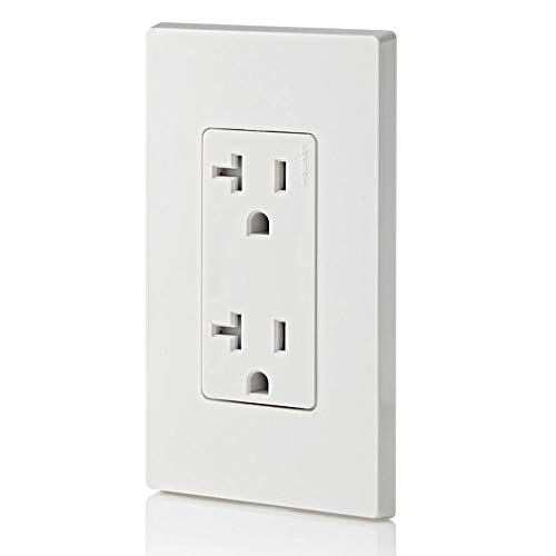 Leviton T5825-W 20 Amp, Tamper-Resistant, Decora Duplex Receptacle, Residential Grade, White