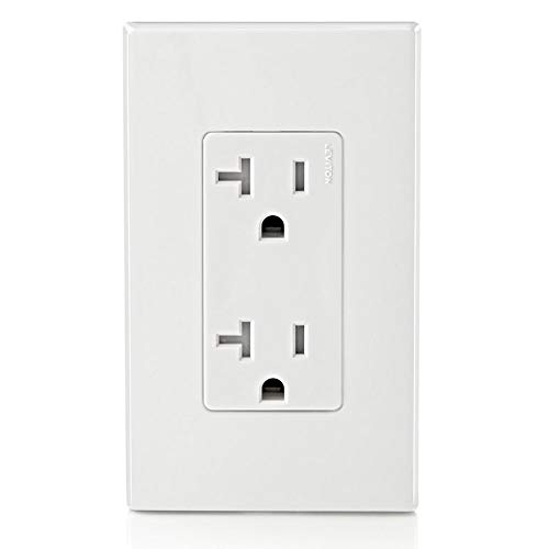 Leviton T5825-W 20 Amp, Tamper-Resistant, Decora Duplex Receptacle, Residential Grade, White