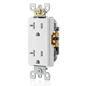 Leviton T5825-W 20 Amp, Tamper-Resistant, Decora Duplex Receptacle, Residential Grade, White