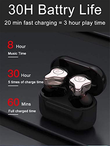 Tuanzi Sabbat E12 3D Clear Sound True Wireless Earphone Sport HiFi Stereo Earbuds Blutooth 5.0 TWS Stereo Earphones A week's Endurance with Built-in Mic Charging Case (Rock Coffee)