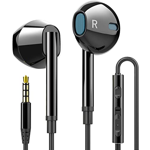 Dixvuk Wired Earbuds with Microphone, Noise Isolating in-Ear Headphones, Earphone Fits 3.5mm Interface for iPad,Mp3/Mp4, Apple iPhone, Android Smartphones (Black)