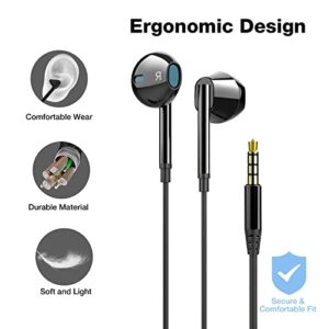 Dixvuk Wired Earbuds with Microphone, Noise Isolating in-Ear Headphones, Earphone Fits 3.5mm Interface for iPad,Mp3/Mp4, Apple iPhone, Android Smartphones (Black)