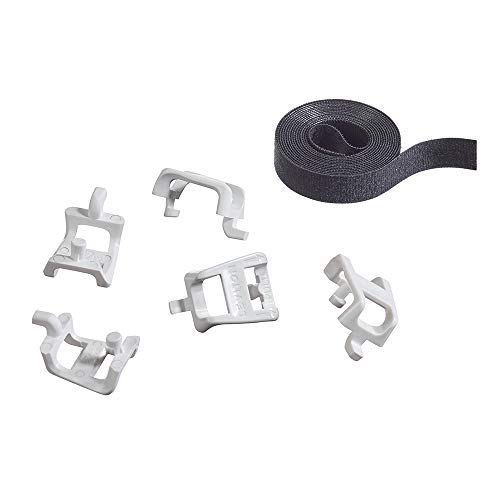 Leviton 49605-AST Plastic Saddle Tie Kit with Velcro, 5-Pack, for Cable Management in Structured Media Center, White