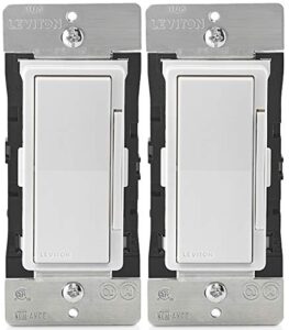 leviton d26hd-1bw-2 pack d26hd-1bw decora smart wi-fi, no hub required (2nd gen) 600w dimmer switch 2-pack, white