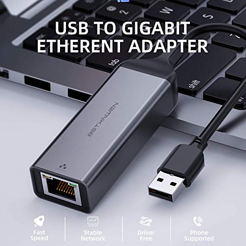 USB Ethernet Adapter,Bstxnwen Network Adapter USB 3.0 to Network Gigabit RJ45 LAN 10/100/1000 Mbps Adapter Converter for Nintendo Switch, MacBook, Mac Pro Mini, iMac, XPS, Surface Pro, Notebook, PC