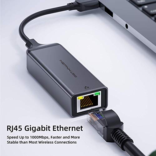 USB Ethernet Adapter,Bstxnwen Network Adapter USB 3.0 to Network Gigabit RJ45 LAN 10/100/1000 Mbps Adapter Converter for Nintendo Switch, MacBook, Mac Pro Mini, iMac, XPS, Surface Pro, Notebook, PC