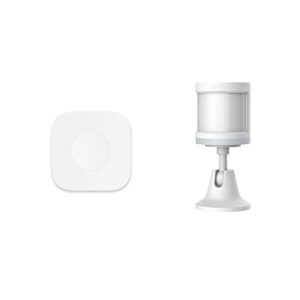 aqara wireless mini switch plus aqara motion sensor, requires aqara hub, zigbee connection, for remote monitoring, alarm system and smart home automation
