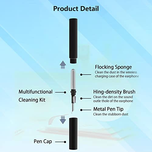 Hksany Bluetooth Earbuds Cleaning Pen, Wireless Headphones Cleaning Tool Multi-Function Cleaner Kit with Soft Brush for Earphones, Charging Box Accessories, Phone, Camera