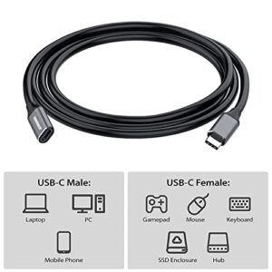 Extension Cable Type C Male to Female USBC to USBC Fast Charging Cable – Multi-Usually USBC to C/USB 3.1 GEN2 High-Speed; Supports 10Gbps/4K Video/PD 100W; Non-Braided C Wire; Black (4 Ft/1.2m)