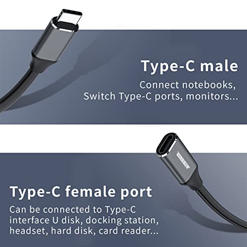 Extension Cable Type C Male to Female USBC to USBC Fast Charging Cable – Multi-Usually USBC to C/USB 3.1 GEN2 High-Speed; Supports 10Gbps/4K Video/PD 100W; Non-Braided C Wire; Black (4 Ft/1.2m)