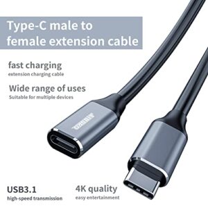 Extension Cable Type C Male to Female USBC to USBC Fast Charging Cable – Multi-Usually USBC to C/USB 3.1 GEN2 High-Speed; Supports 10Gbps/4K Video/PD 100W; Non-Braided C Wire; Black (4 Ft/1.2m)