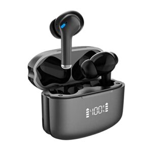 holiper bluetooth earbuds with 4 mic, wireless headphones with enc noise cancelling, in ear bluetooth earphones, cordless ear buds ipx5 waterproof touch control, black