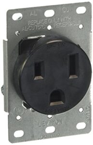 leviton 5374-s00 50 amp, 250 volt, flush mounting receptacle, straight blade, industrial grade, grounding, black, 1-pack