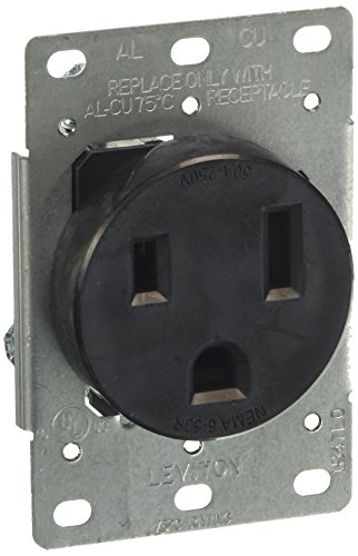 Leviton 5374-S00 50 Amp, 250 Volt, Flush Mounting Receptacle, Straight Blade, Industrial Grade, Grounding, Black, 1-Pack