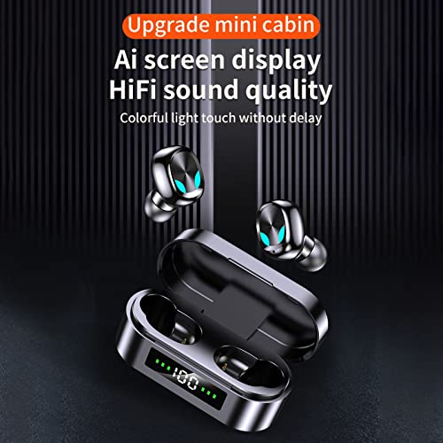 SSZMDLB Wireless Bluetooth Headphones HiFi Stereo Sound Touching Headset Sport Waterproof Earphones with Microphone LED Display with Mini Charging Bay