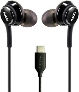 sgnics 2021 stereo headphones for samsung galaxy a21 braided cable – designed by akg – with microphone (black) usb-c connector