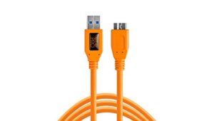 tether tools tetherpro usb 3.0 to micro-b cable | for fast transfer and connection between camera and computer | high visibility orange | 15 feet (4.6 m)
