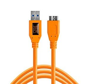 Tether Tools TetherPro USB 3.0 to Micro-B Cable | for Fast Transfer and Connection Between Camera and Computer | High Visibility Orange | 15 Feet (4.6 m)