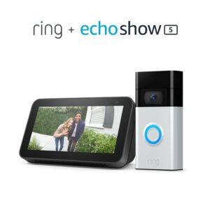 ring video doorbell (satin nickel) bundle with echo show 5 (2nd gen)