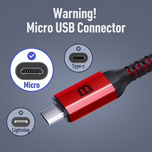 Micro USB Cable Android, BrexLink Micro USB to USB 2.0 Cable Nylon Braided Fast Charging Cable Compatible with Samsung, Kindle, Android Phones, Galaxy S7 Edge, Moto G5, PS4 (6.6ft+6.6ft, Red)